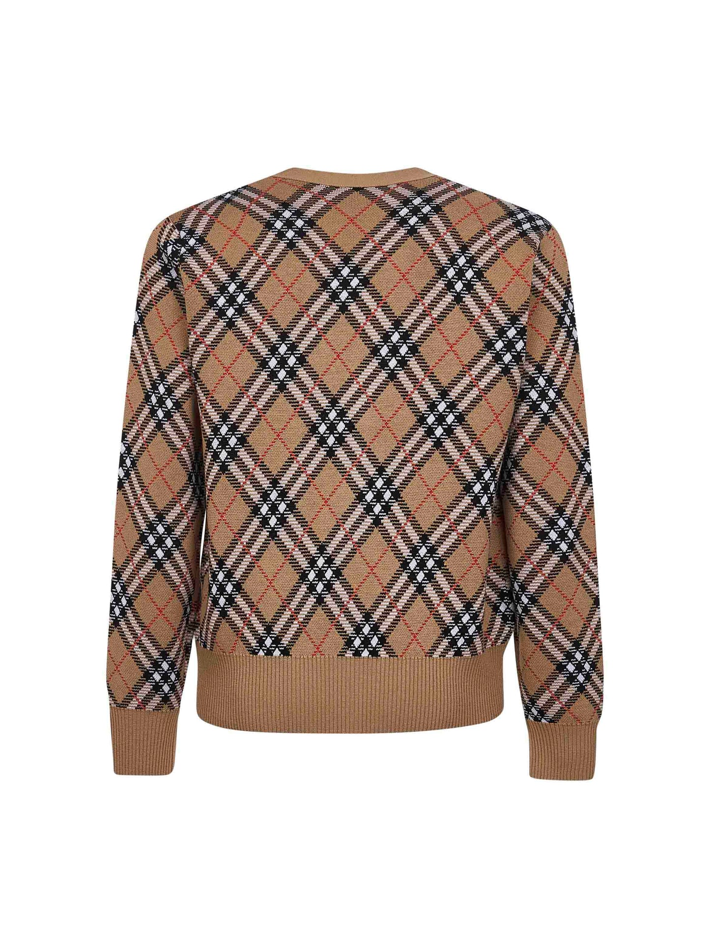 Cardigan in maglia Check beige<BR/>