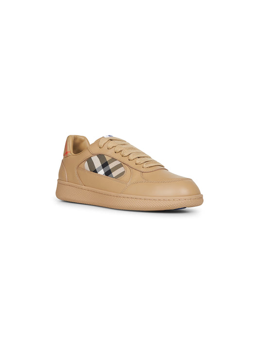 Beige leather and Check Terrace sneakers