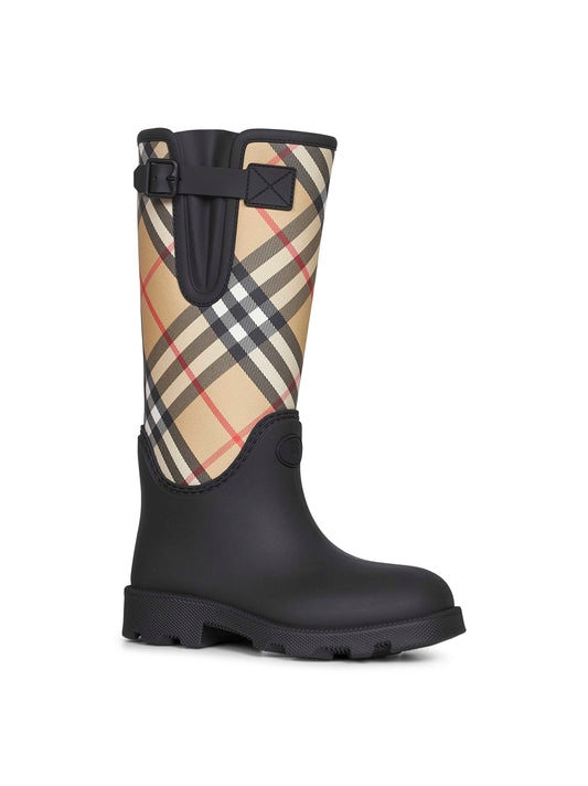 Black rubber Marsh Stamp high rain boots
