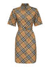 Beige check cotton shirt dress