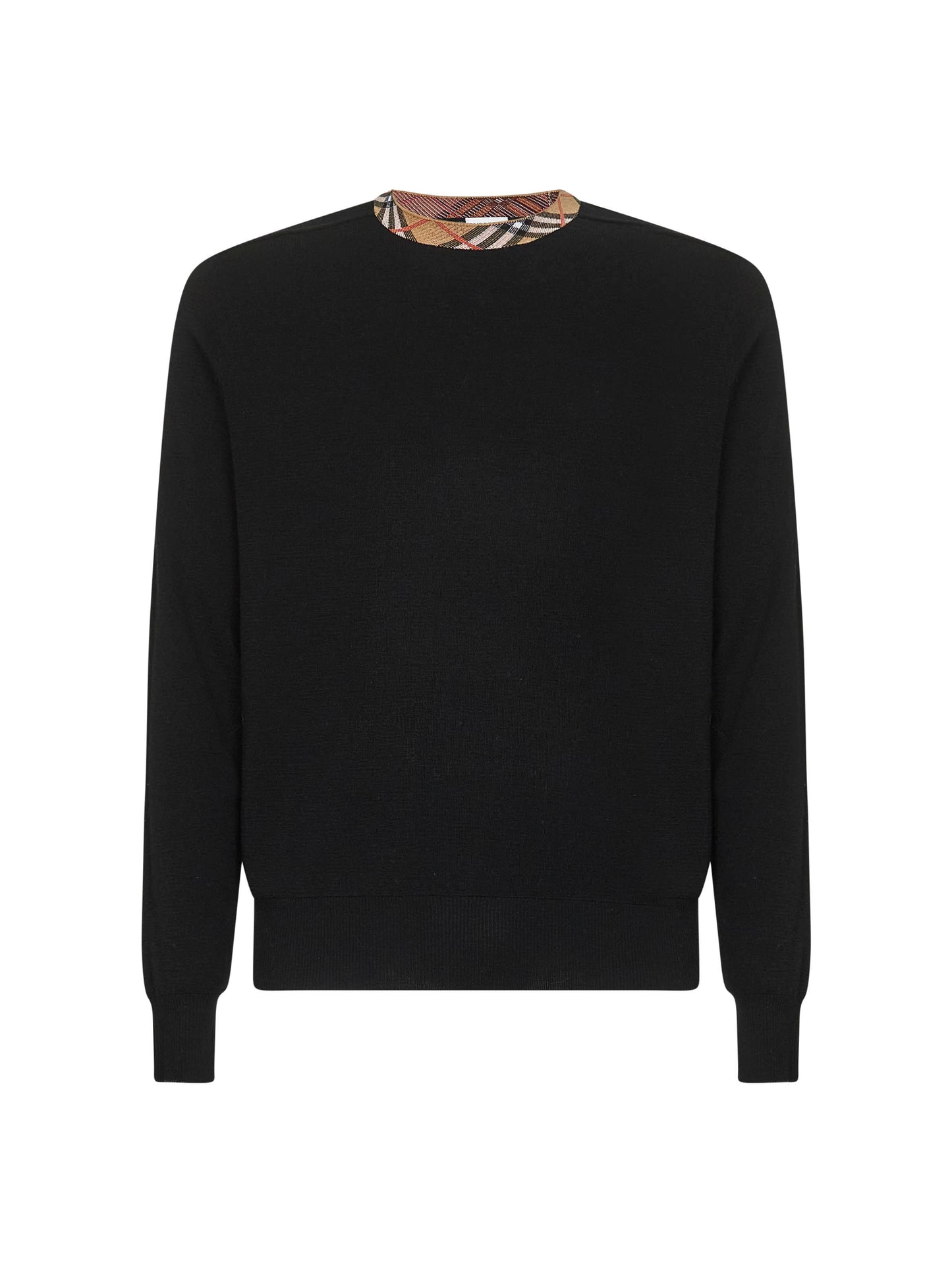 Black wool Check trim sweater