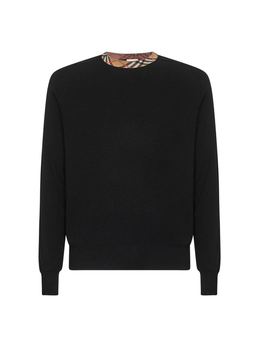 Black wool Check trim sweater