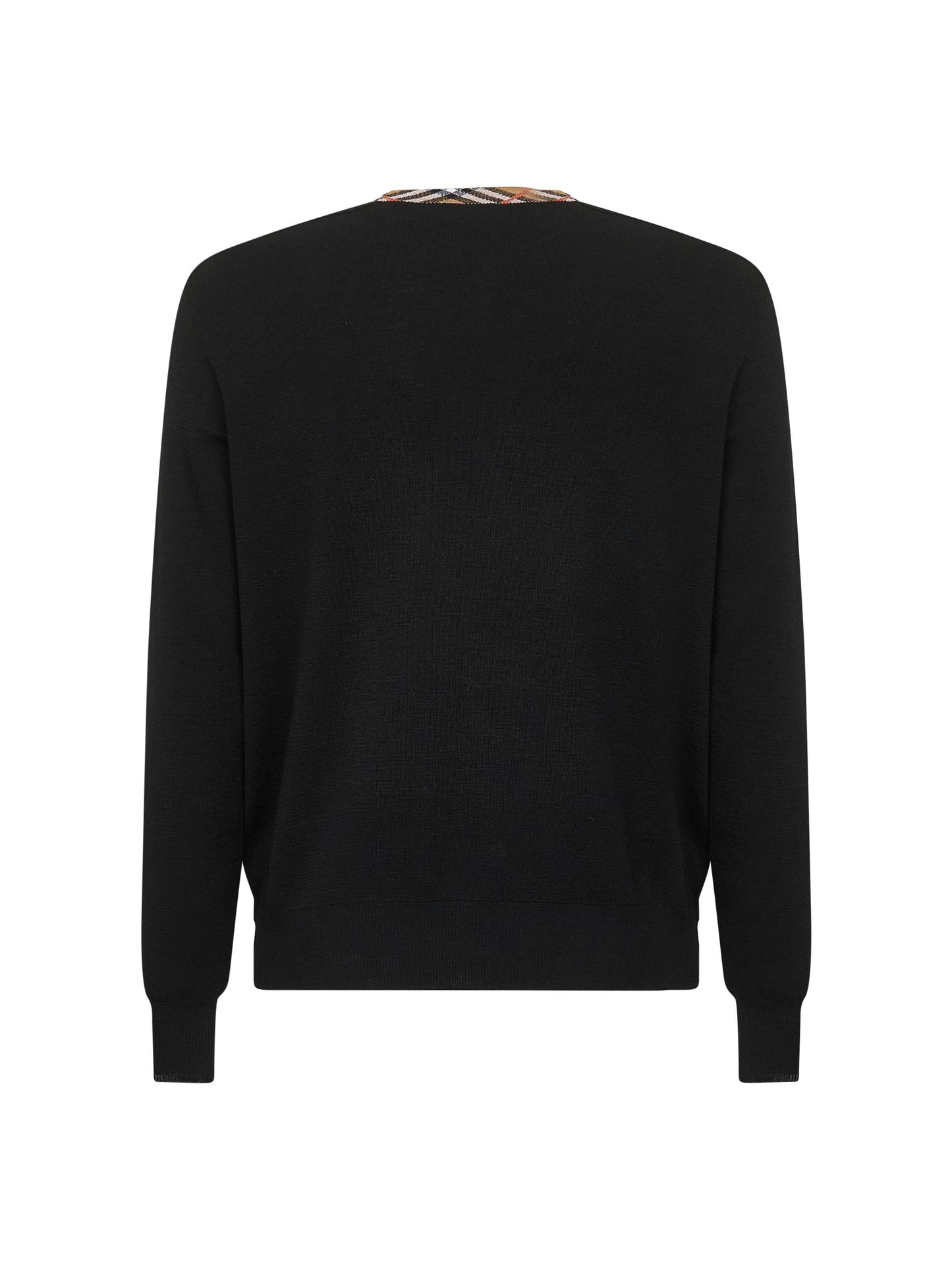 Black wool Check trim sweater
