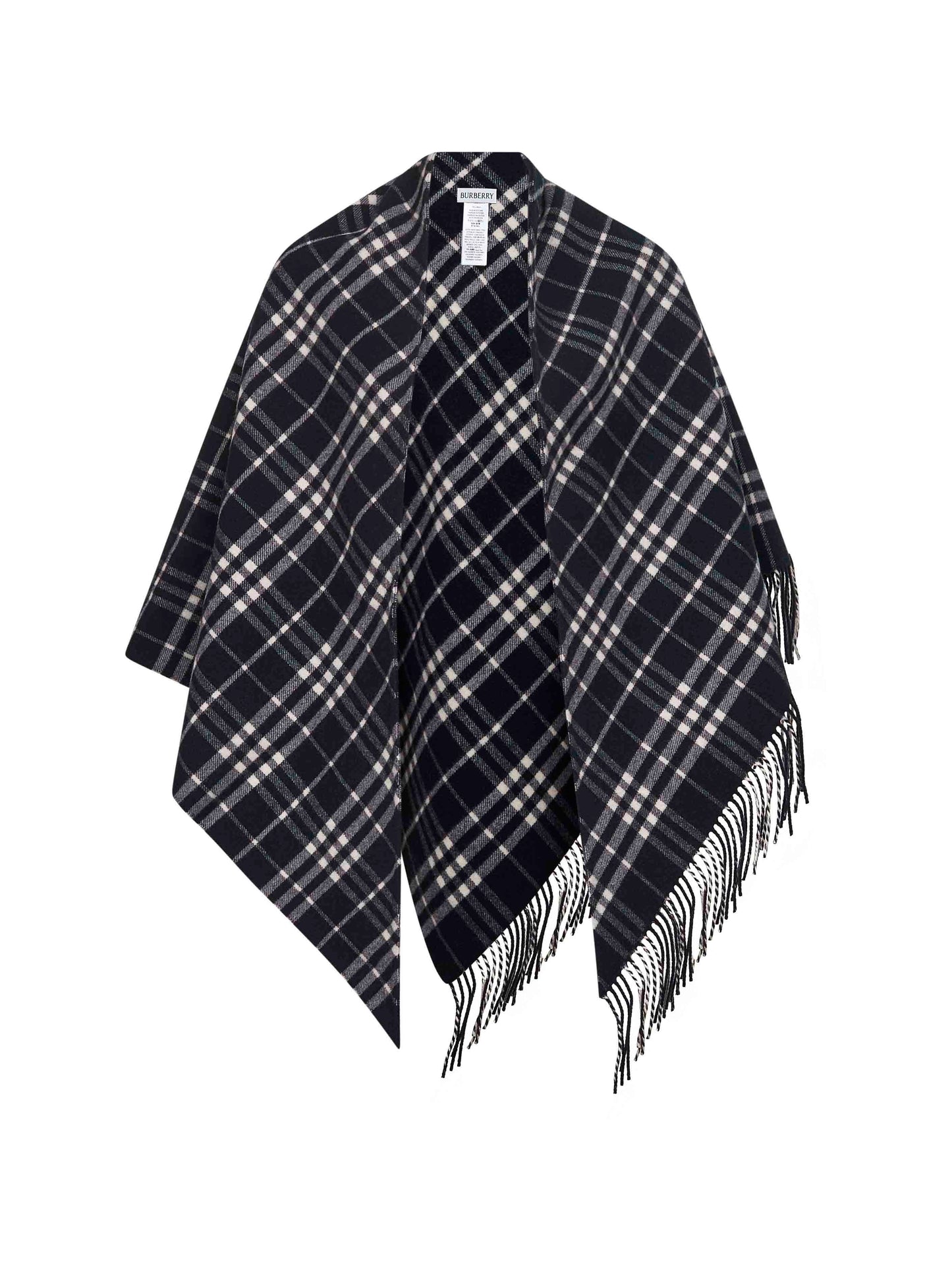 Black Check wool and cashmere cape