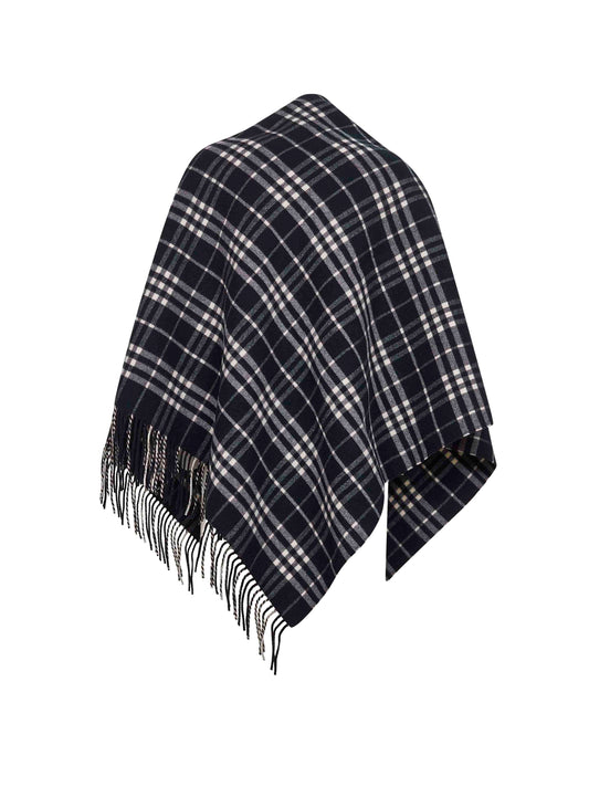 Black Check wool and cashmere cape