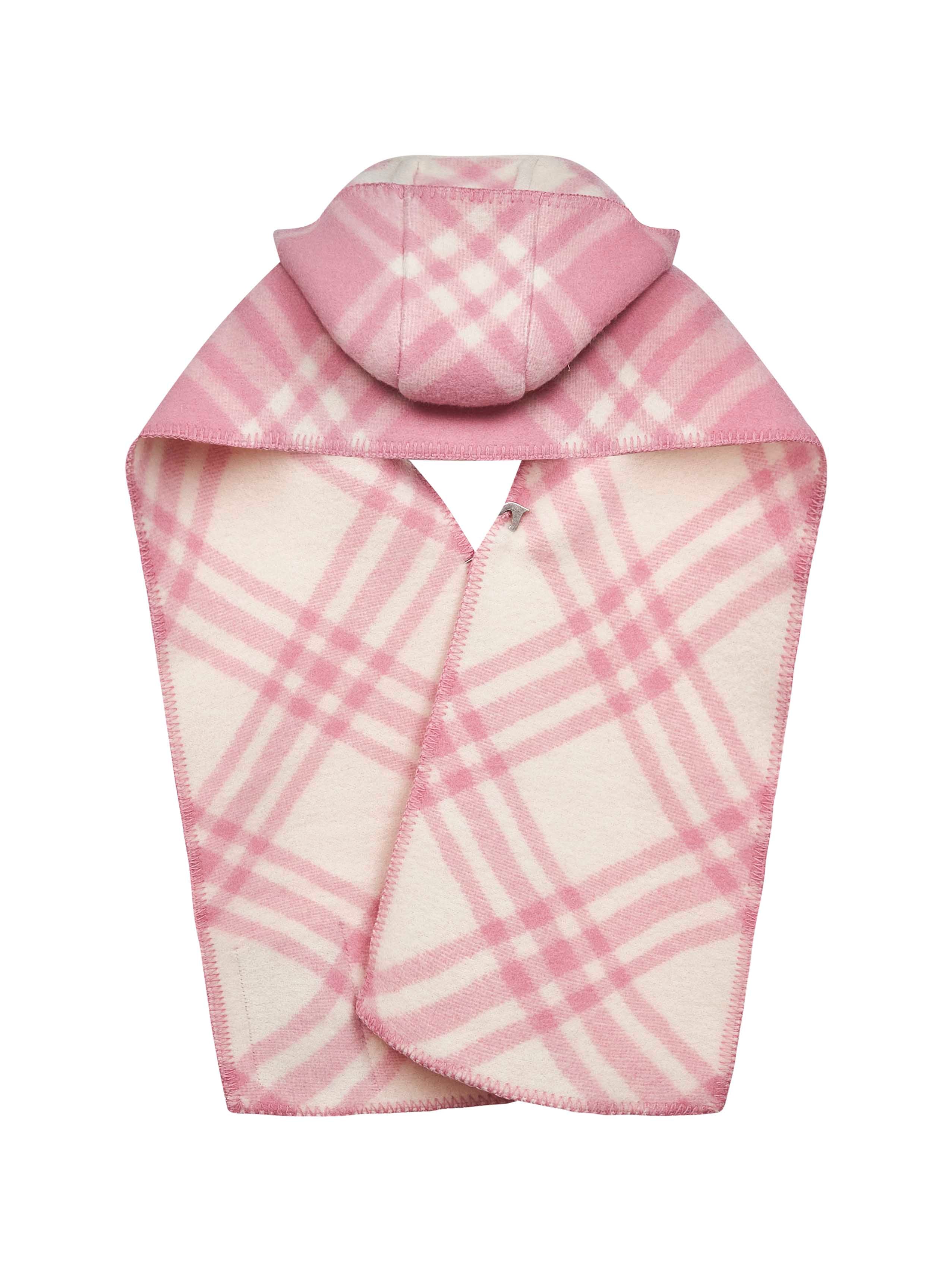 Pink Check wool hooded scarf – Daniello.com