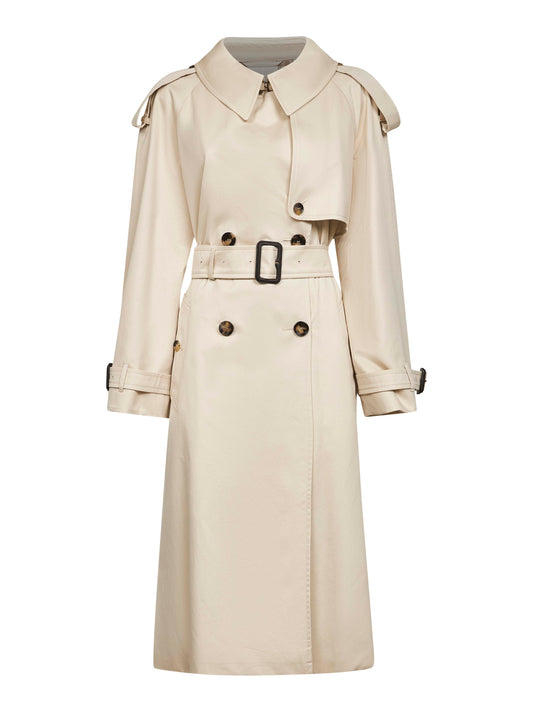 Beige gabardine Fitzrovia long trench coat