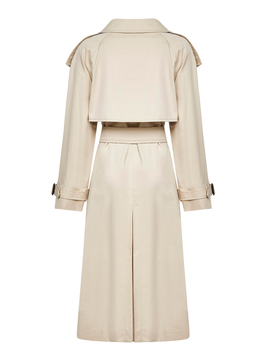 Beige gabardine Fitzrovia long trench coat