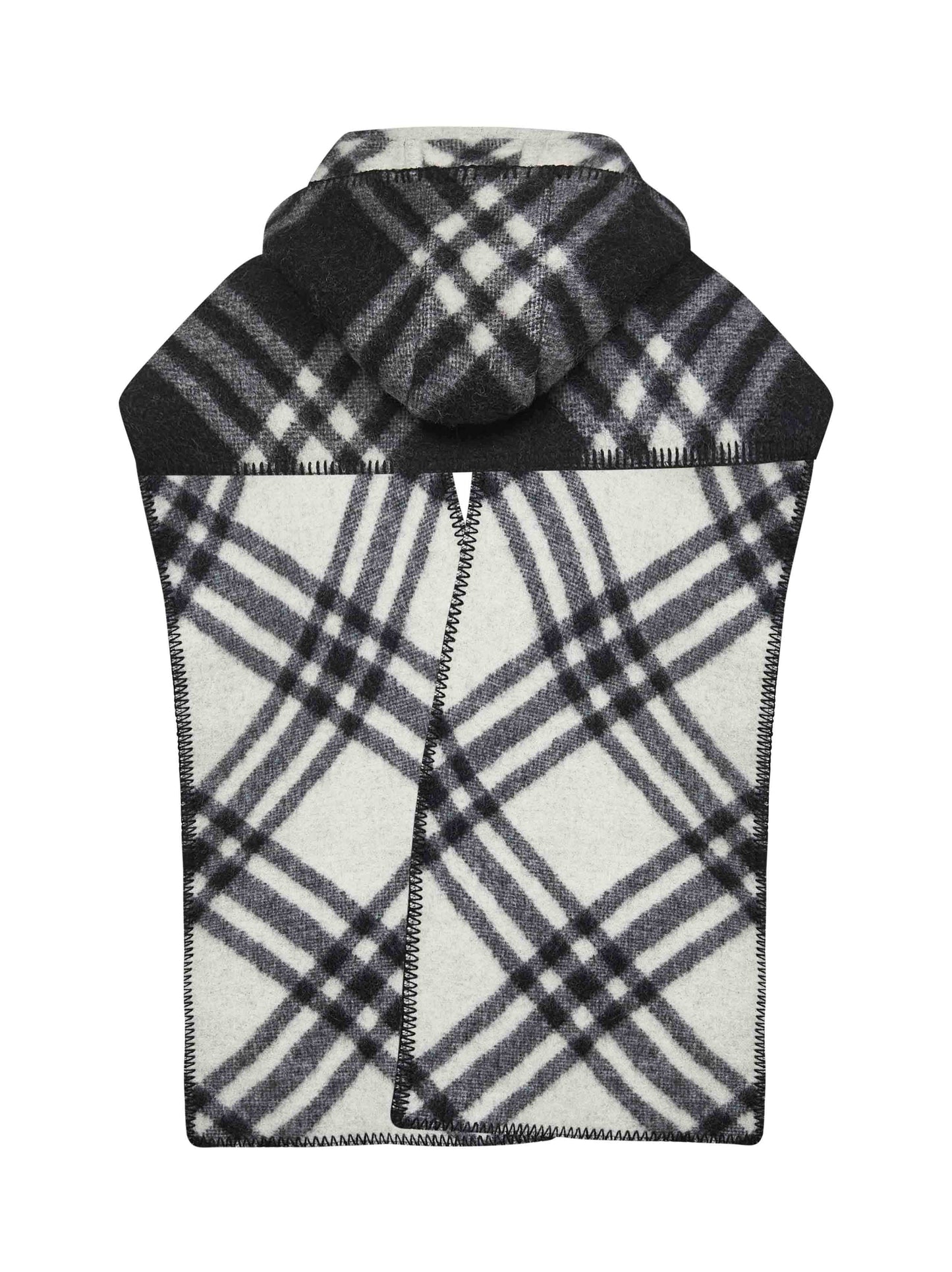 Sciarpa con cappuccio in lana Check nera