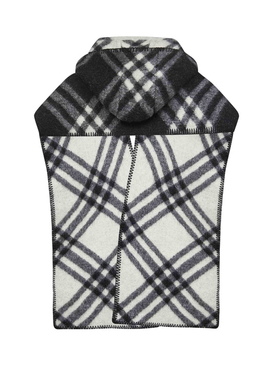 Sciarpa con cappuccio in lana Check nera