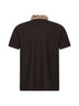 Polo in piquet marrone con colletto Check