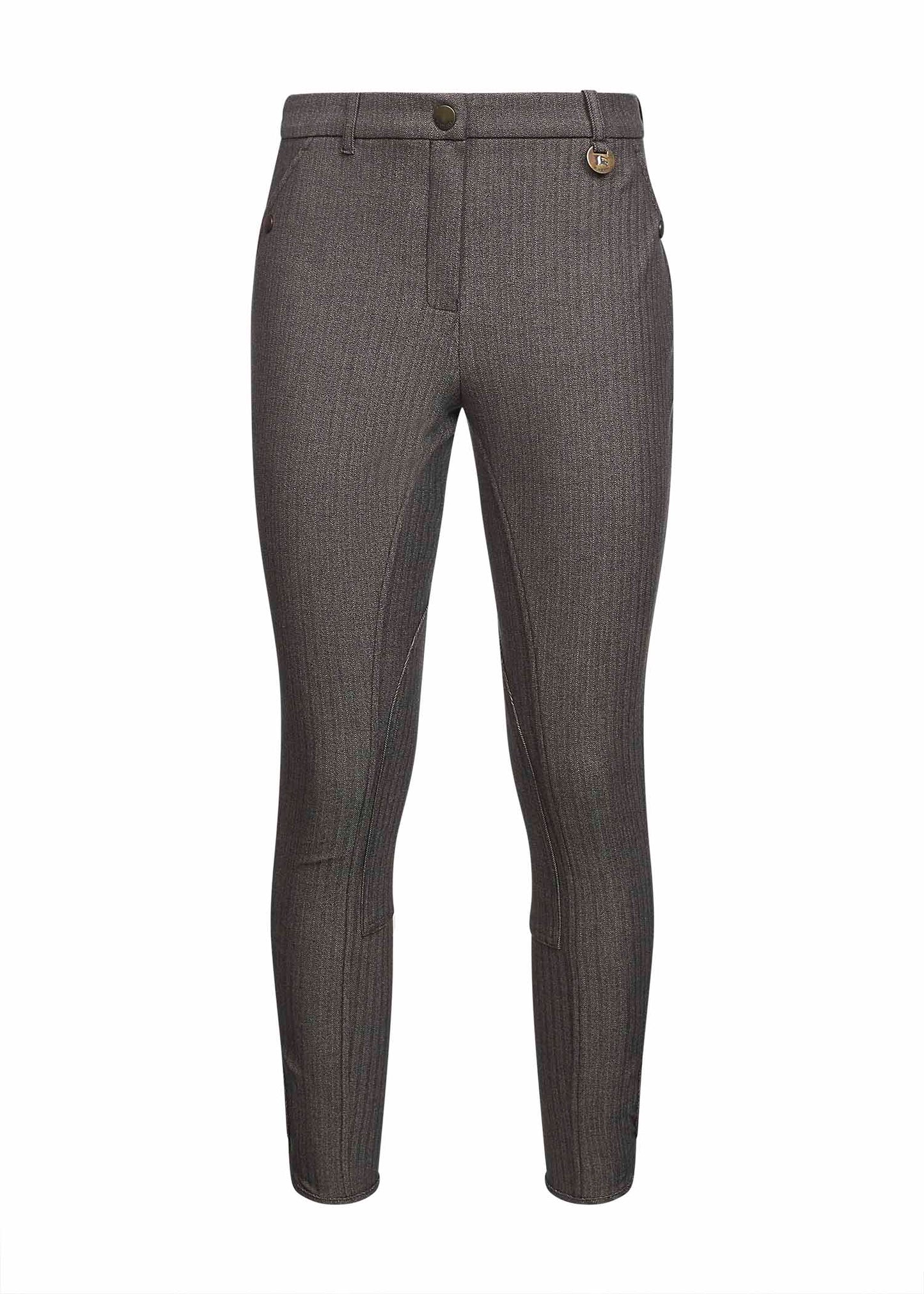 Pantaloni Jodhpur in cotone stretch spigato marrone