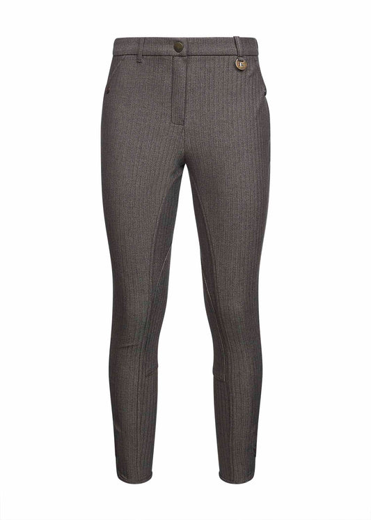 Pantaloni Jodhpur in cotone stretch spigato marrone