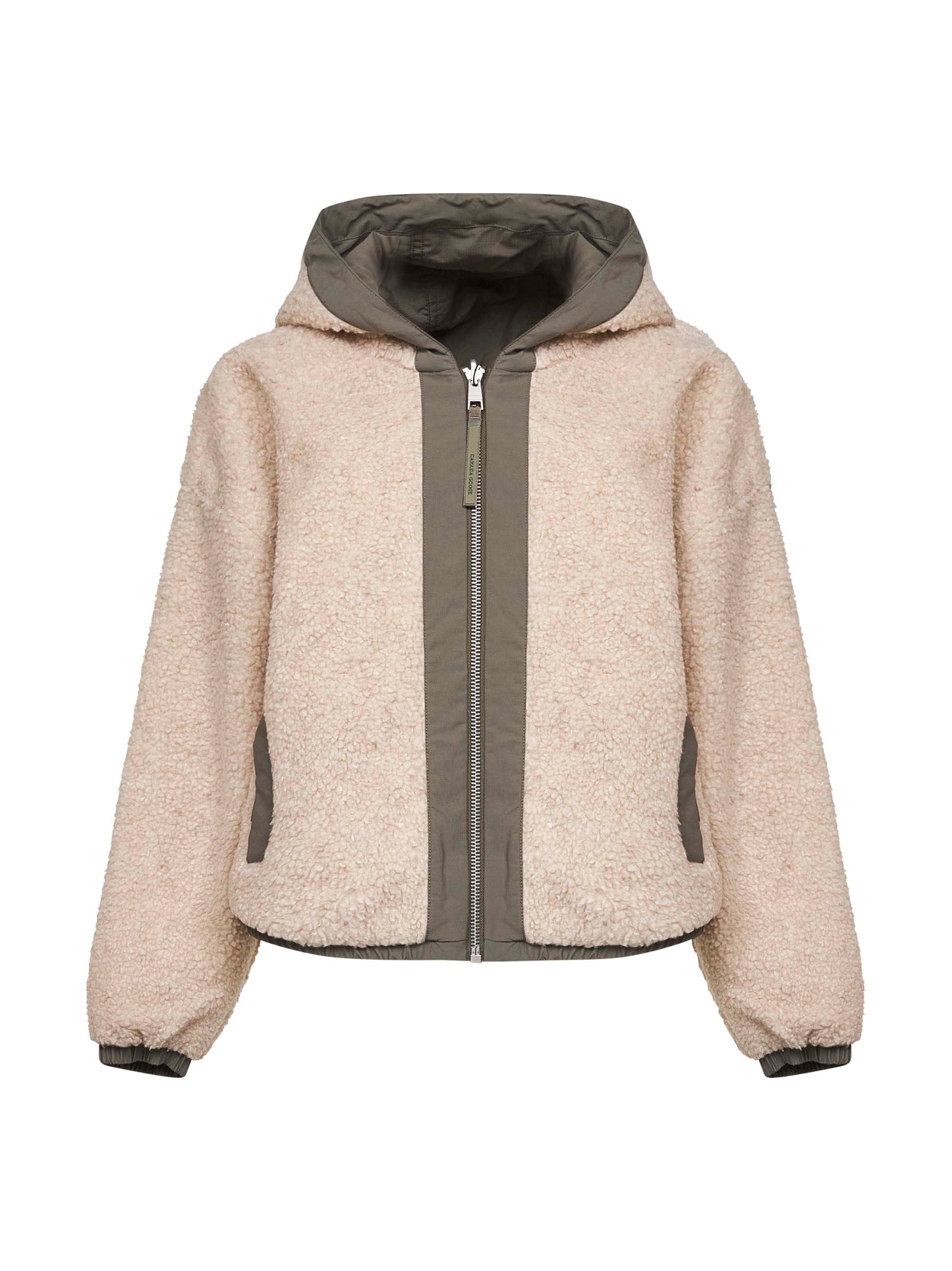 Beige fleece Alberni reversible bomber jacket