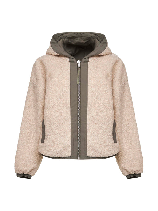 Beige fleece Alberni reversible bomber jacket