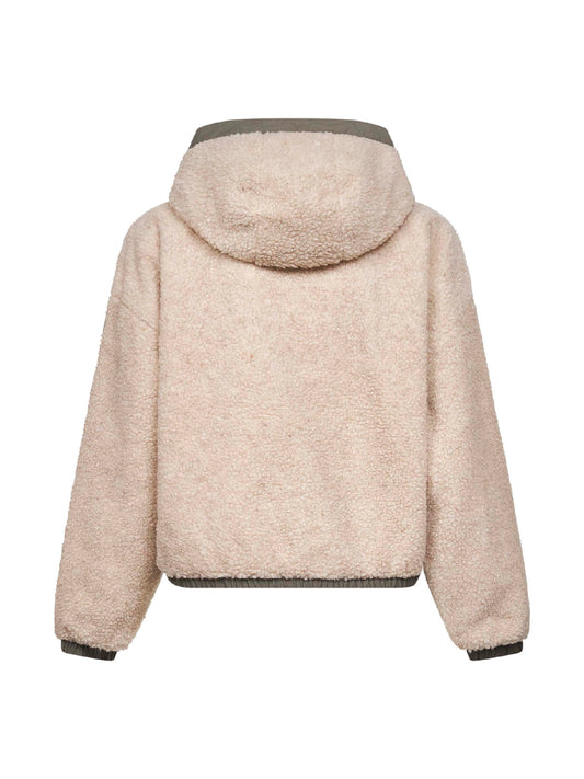 Beige fleece Alberni reversible bomber jacket