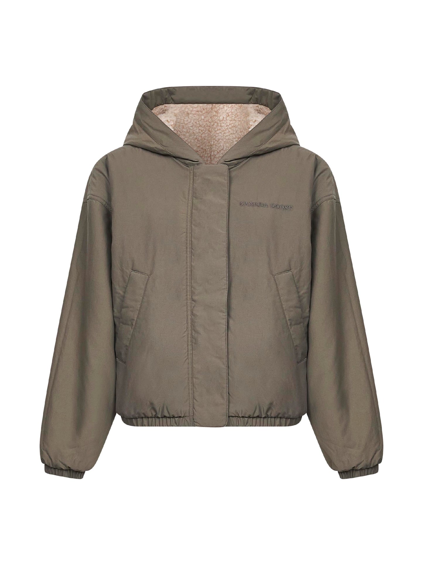 Beige fleece Alberni reversible bomber jacket