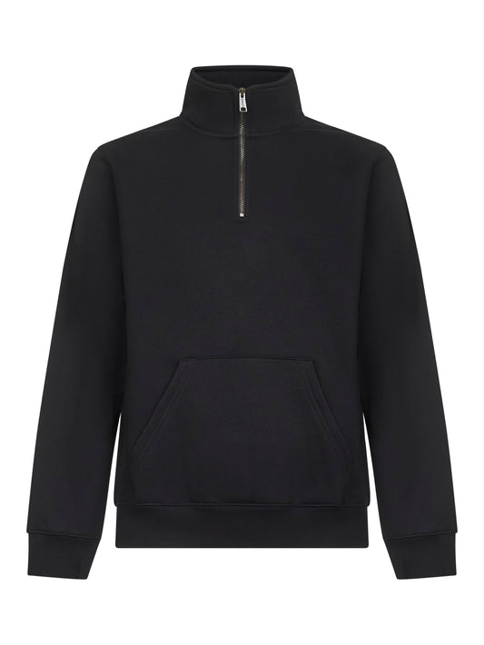 Black jersey Chase Neck Zip sweatshirt