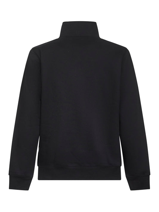 Black jersey Chase Neck Zip sweatshirt