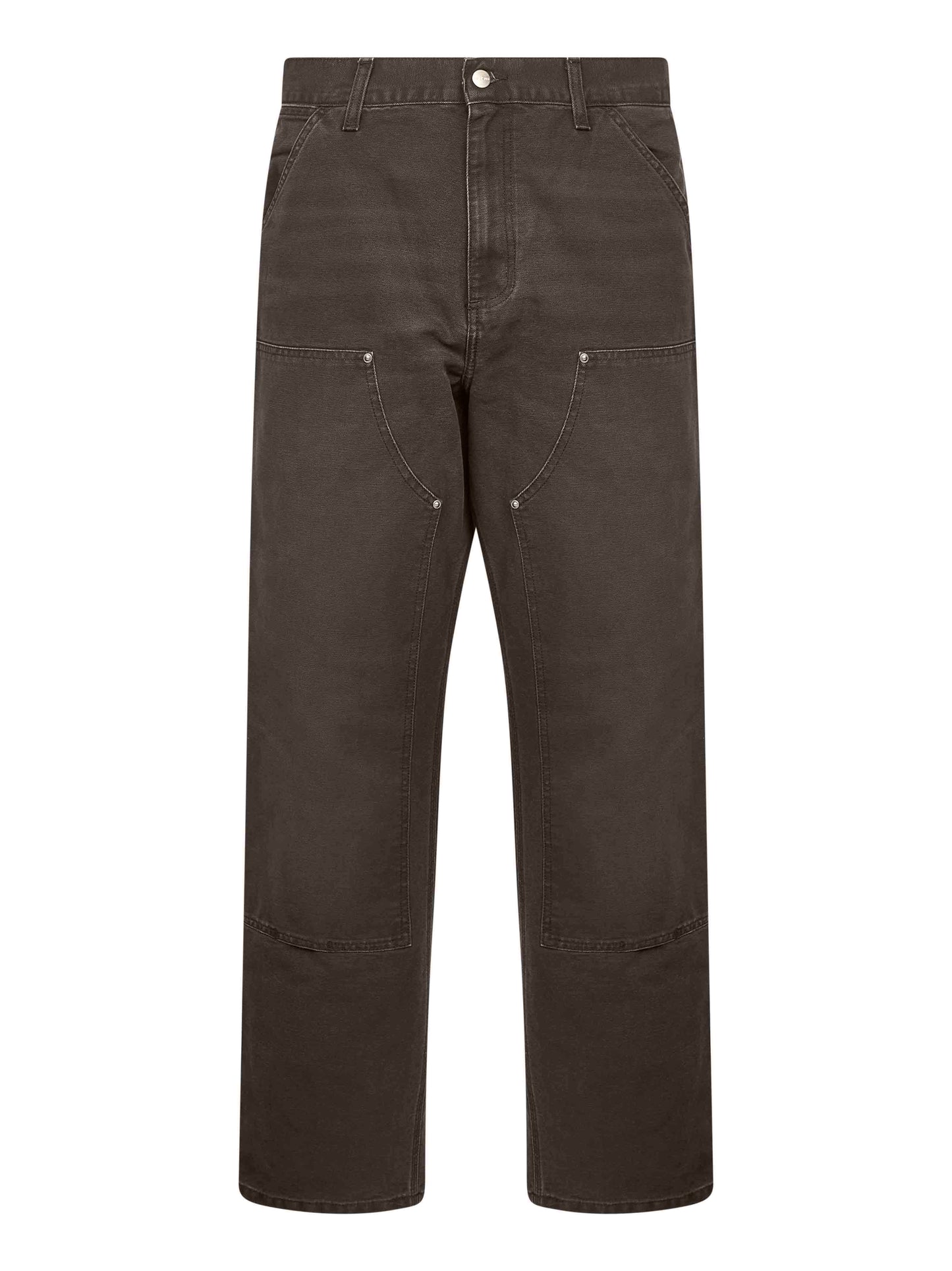 Jeans Double Knee in tela di cotone marrone