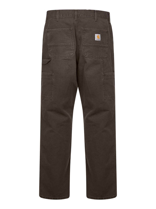Jeans Double Knee in tela di cotone marrone