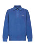 Blue PiqueScript polo-like sweatshirt