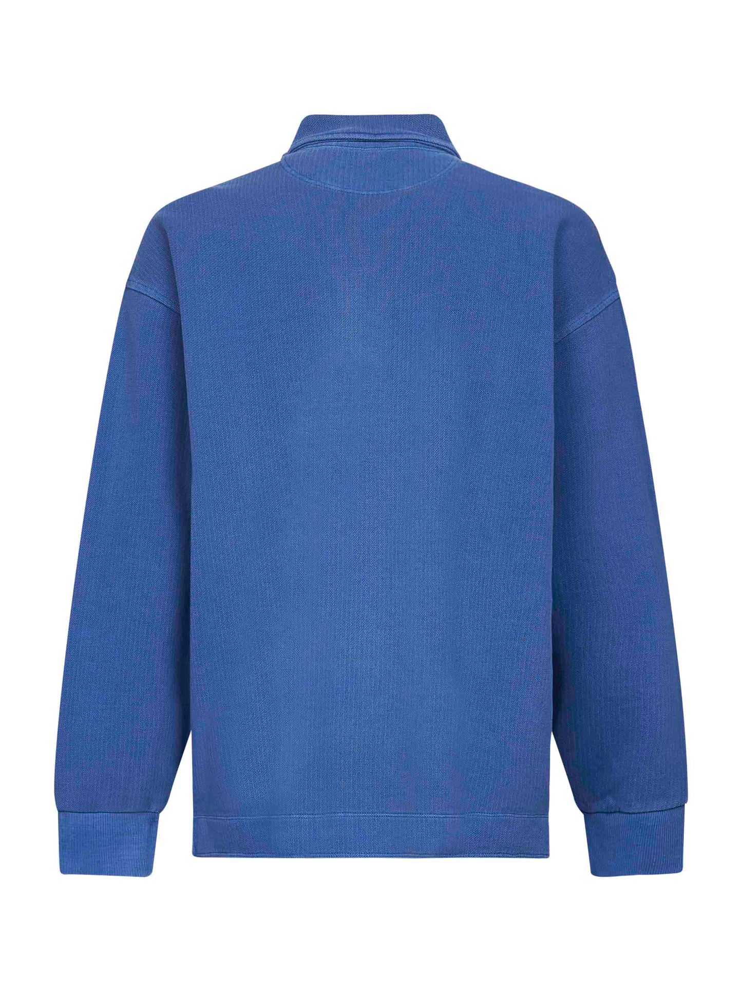 Blue PiqueScript polo-like sweatshirt