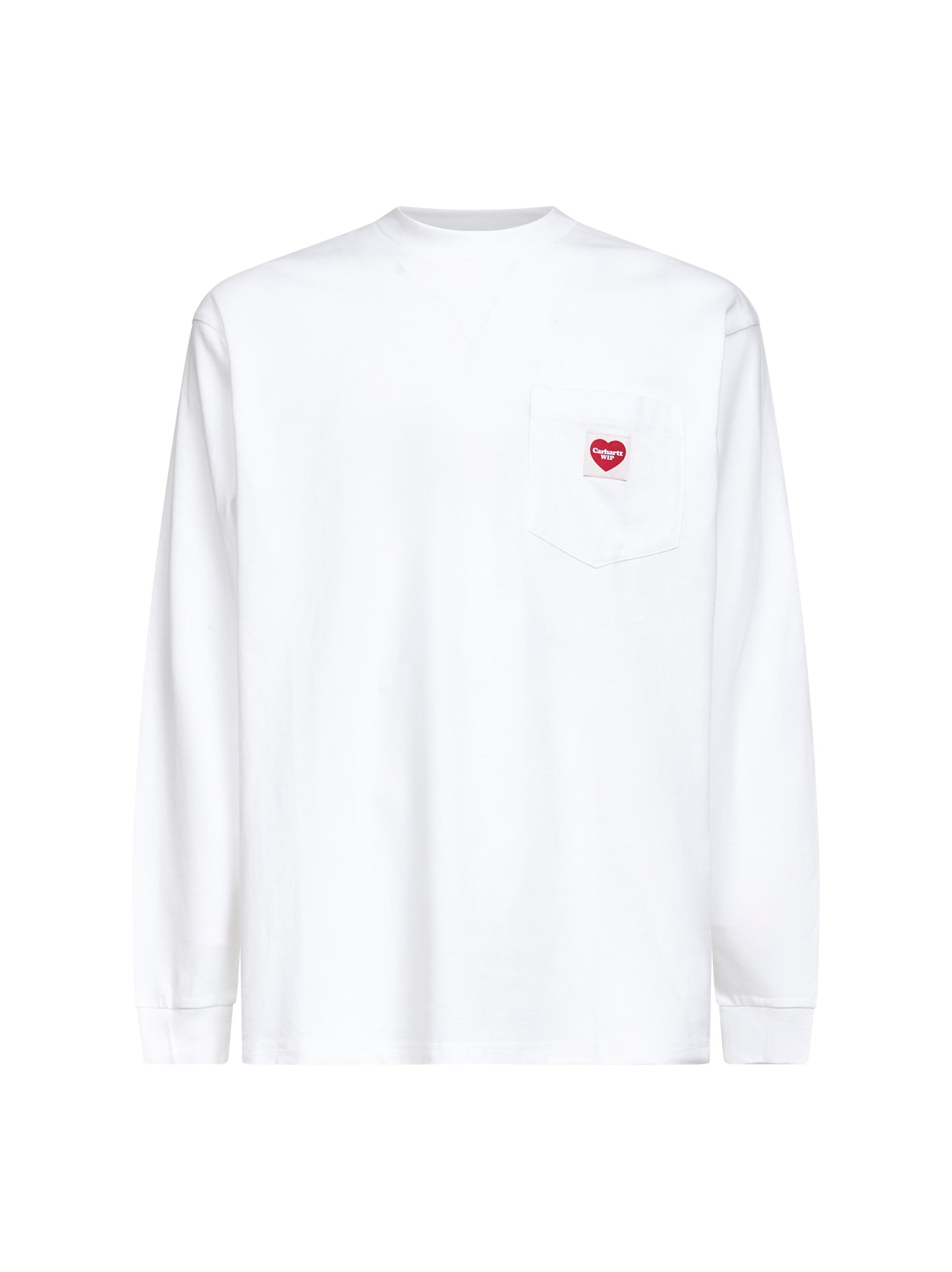White L/S Pocket Heart T-Shirt