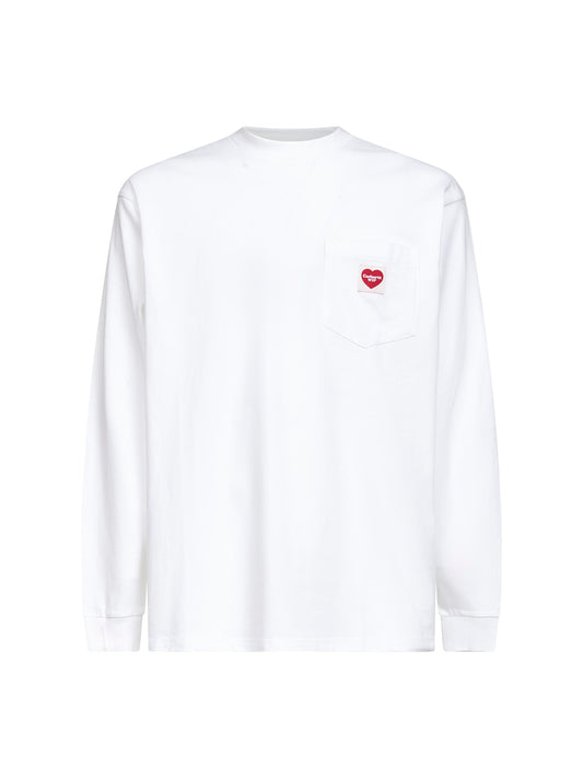 White L/S Pocket Heart T-Shirt
