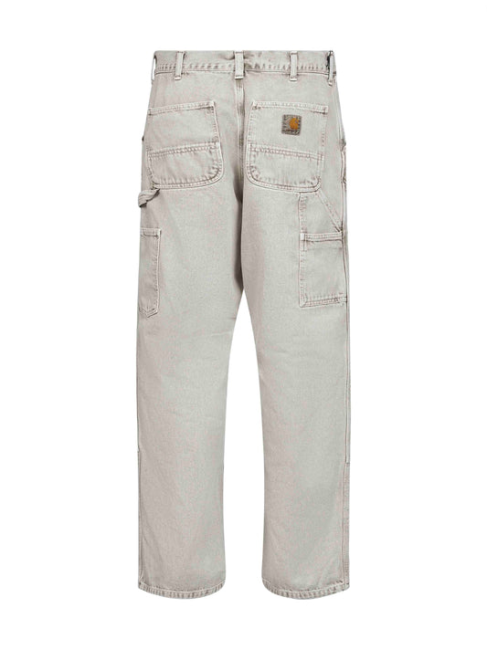 Jeans Double Knee in denim bianco