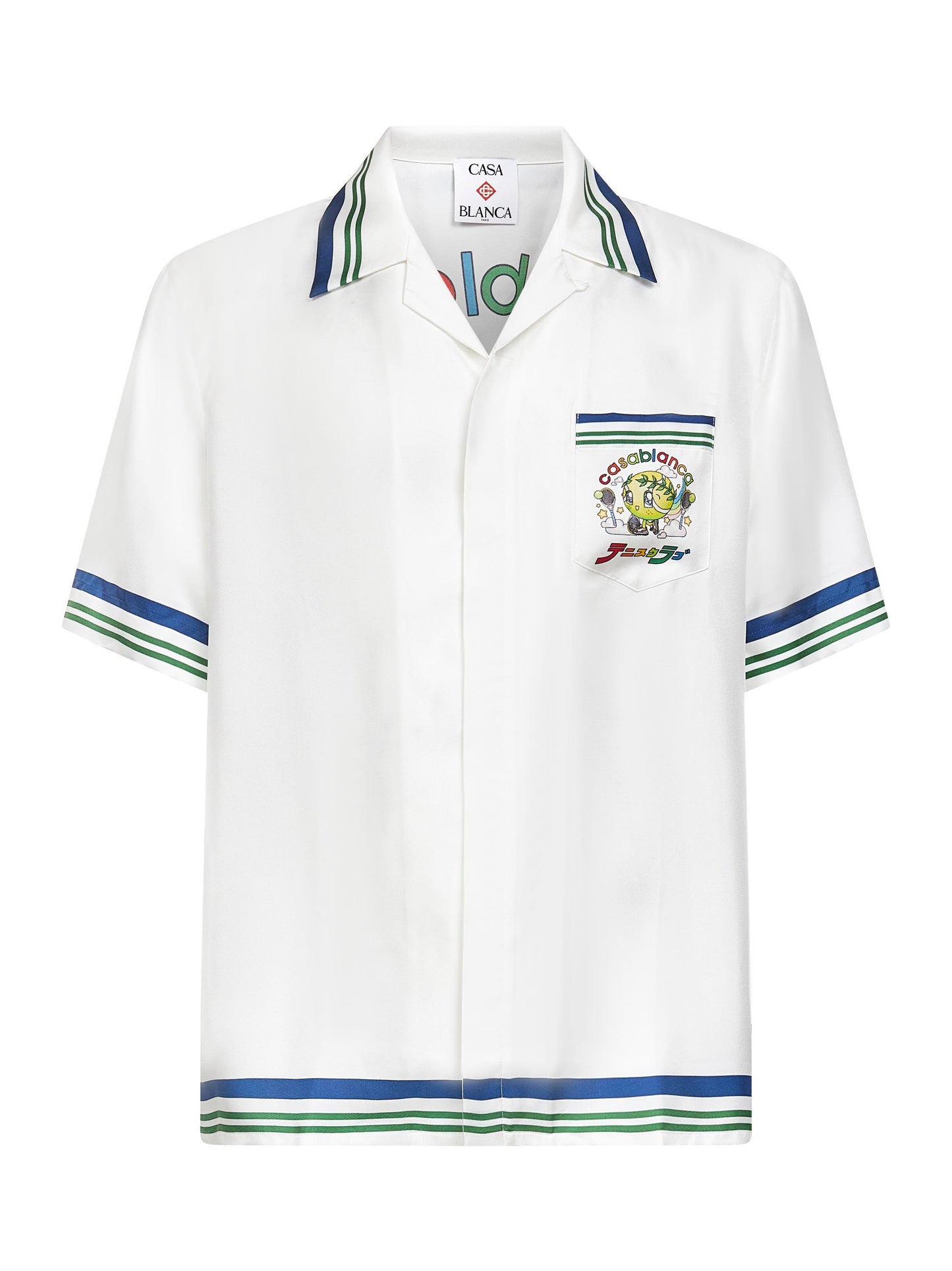 White silk twill Tennis Mascot shirt