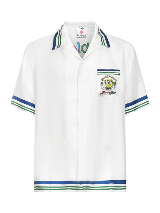 Camicia Tennis Mascot in twill di seta bianca