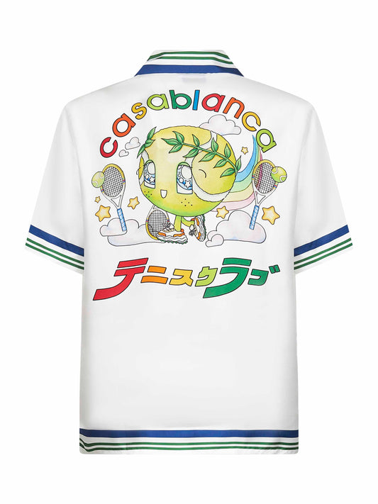 Camicia Tennis Mascot in twill di seta bianca