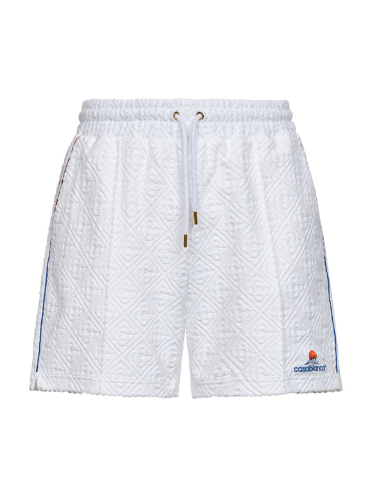 White Monogram Jacquard Towelling shorts