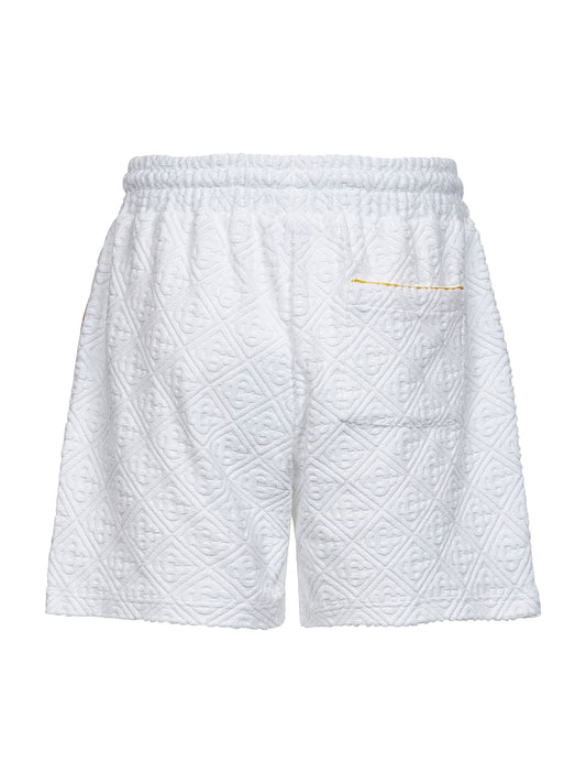 White Monogram Jacquard Towelling shorts
