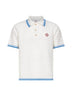 White bouclé short-sleeved polo shirt