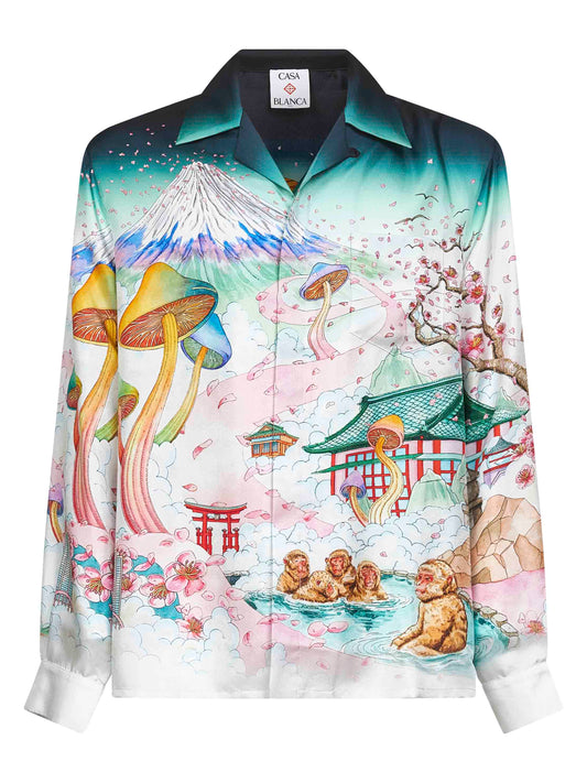 Multicolor silk twill Flowers shirt
