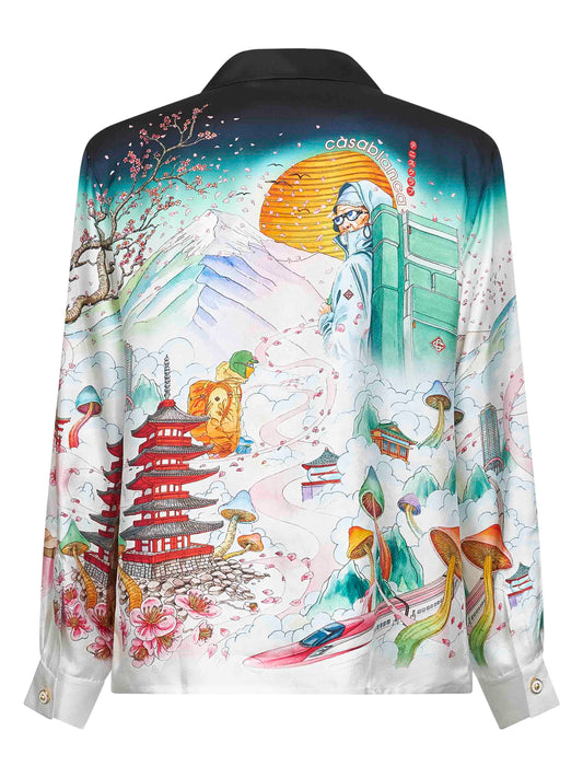 Multicolor silk twill Flowers shirt