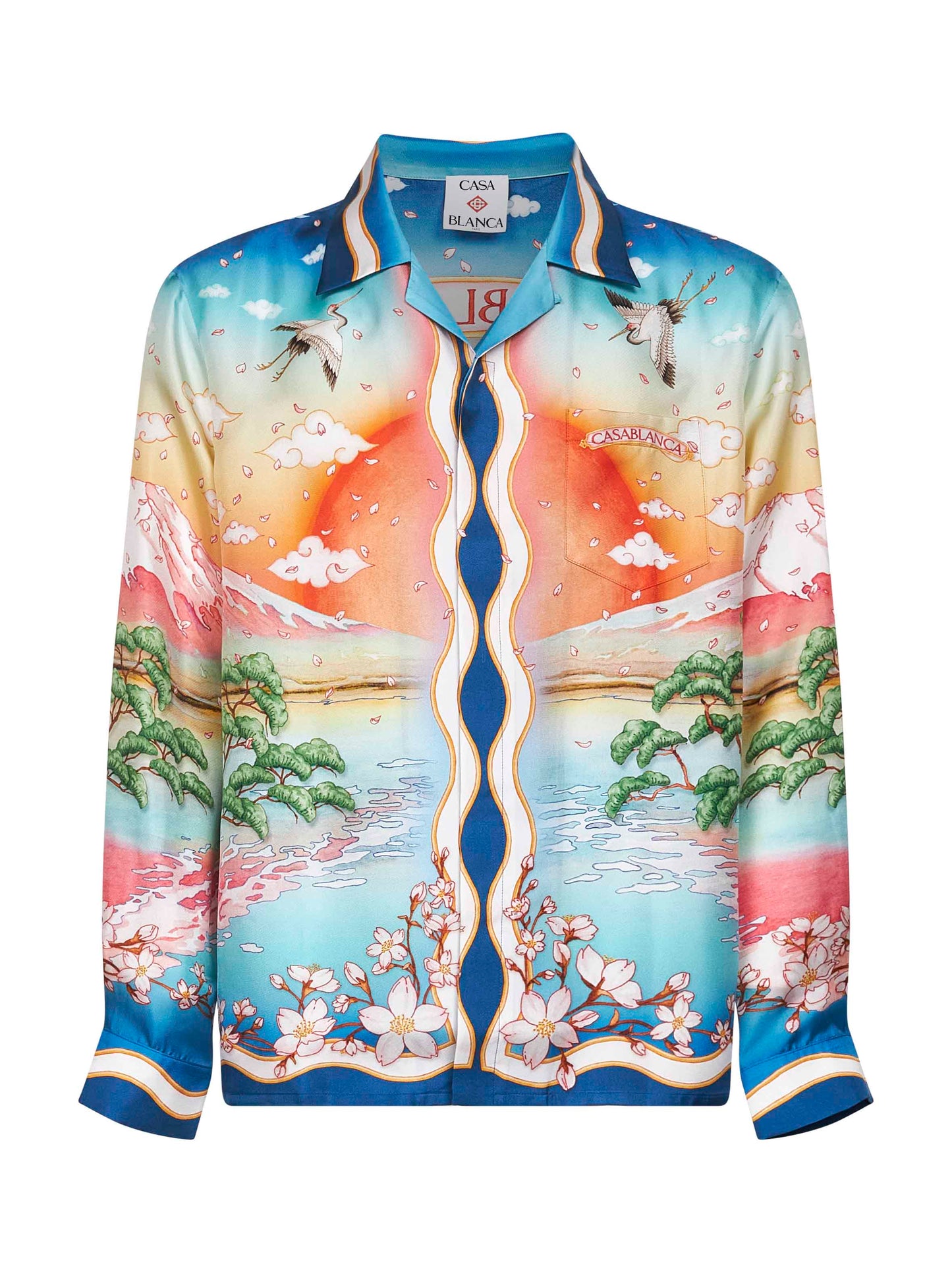 Printed silk twill Tennis Club shirt