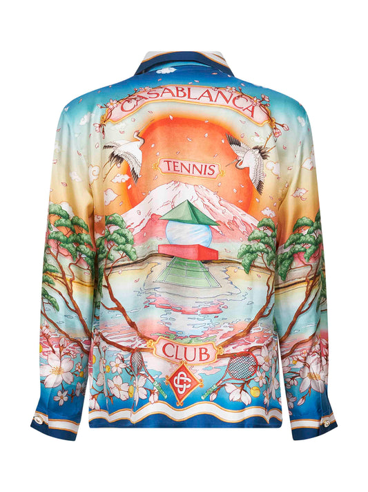 Printed silk twill Tennis Club shirt