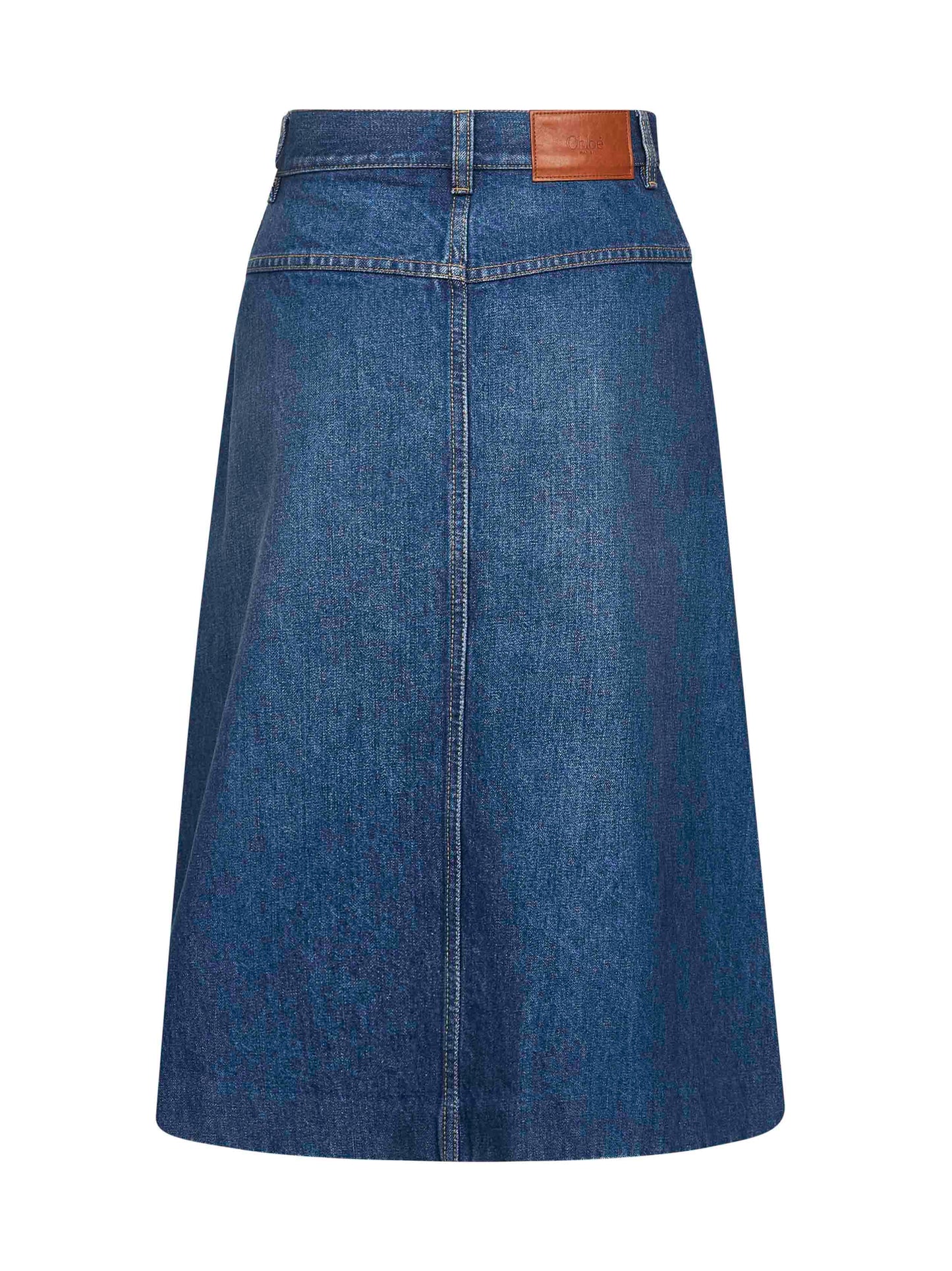 Blue denim knee length skirt