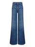 Blue denim high-waisted flare jeans