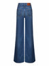 Blue denim high-waisted flare jeans
