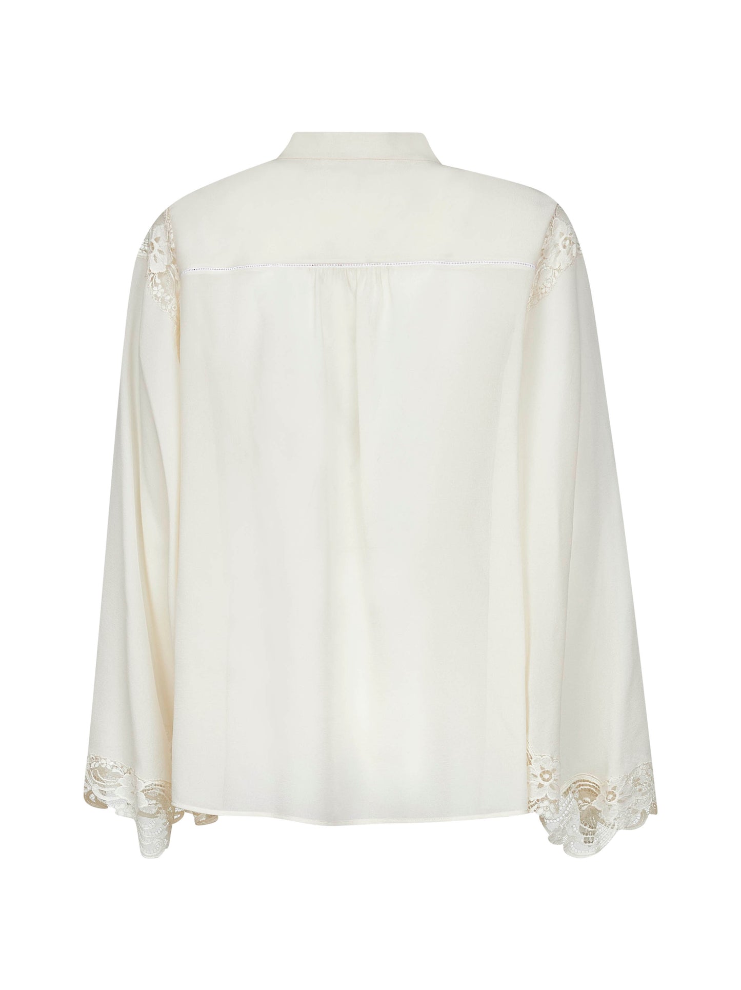 Ivory georgette and lace blouse