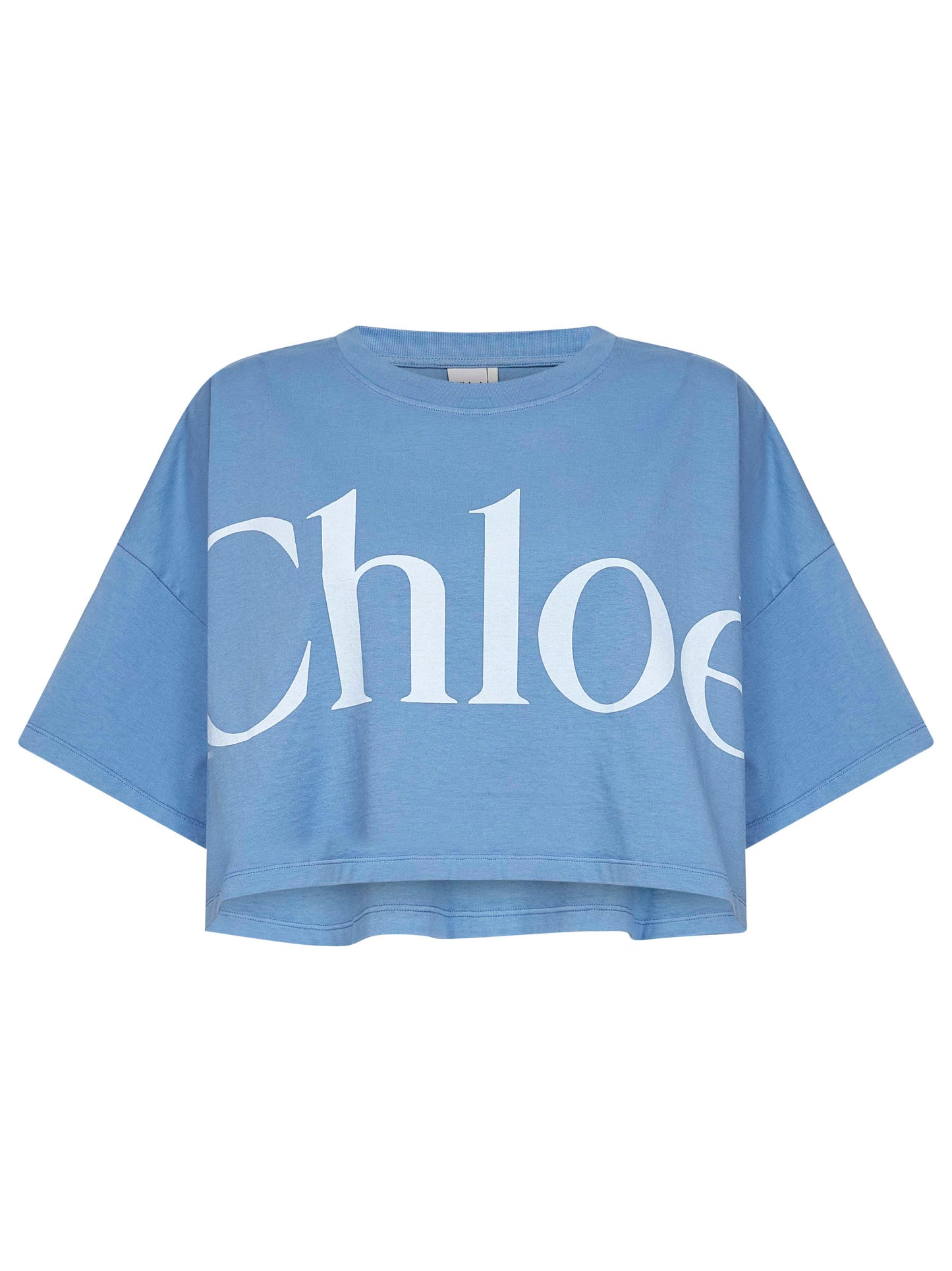 Light blue jersey cropped logo T-shirt