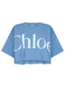 Light blue jersey cropped logo T-shirt