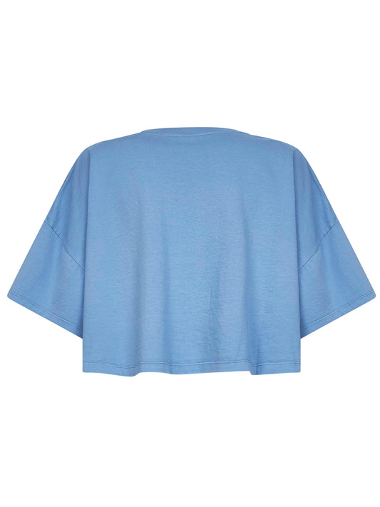 Light blue jersey cropped logo T-shirt