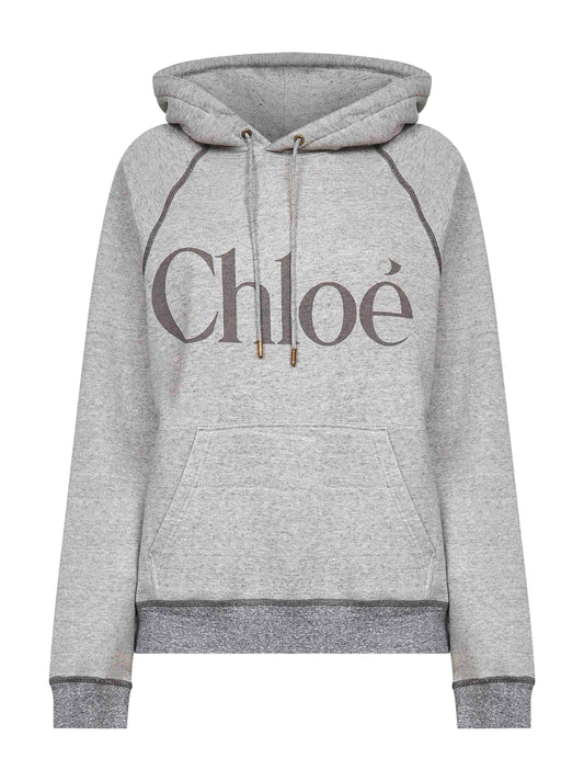 Grey fleece logo hoodie