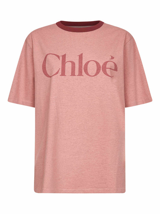 Pink cotton oversized logo T-Shirt