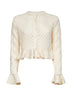 Ivory knit ruffled logo cardigan